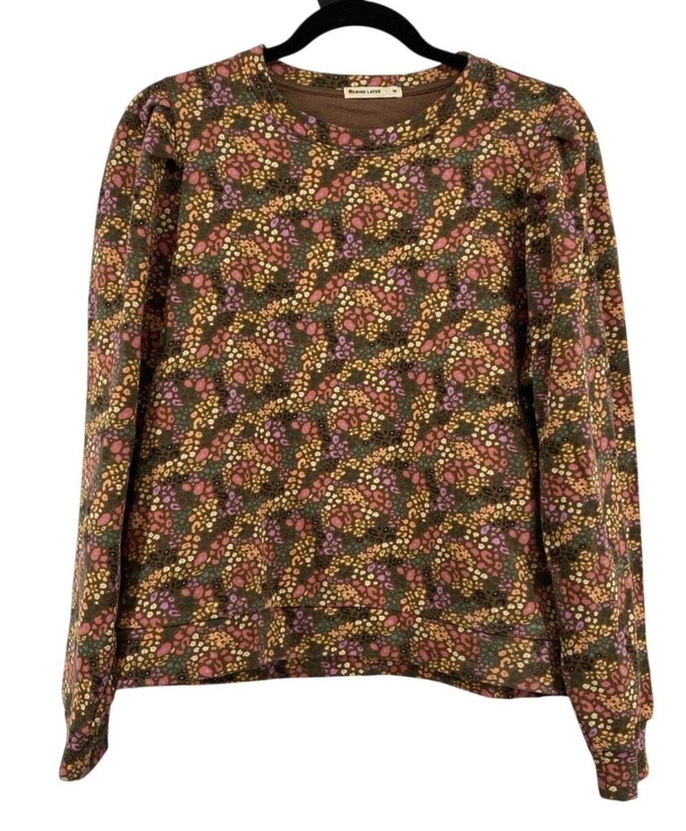 Marine Layer Women’s M Floral Crewneck Sweatshirt Multicolor Pullover